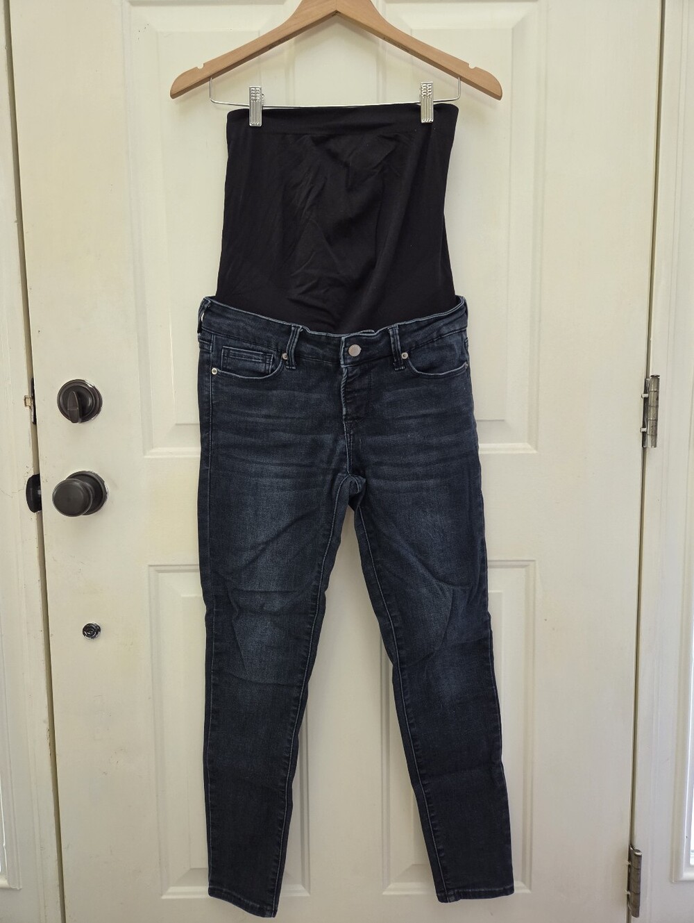 Blanqi Dark Wash Maternity Skinny Jeans - Full Panel - Over The Belly